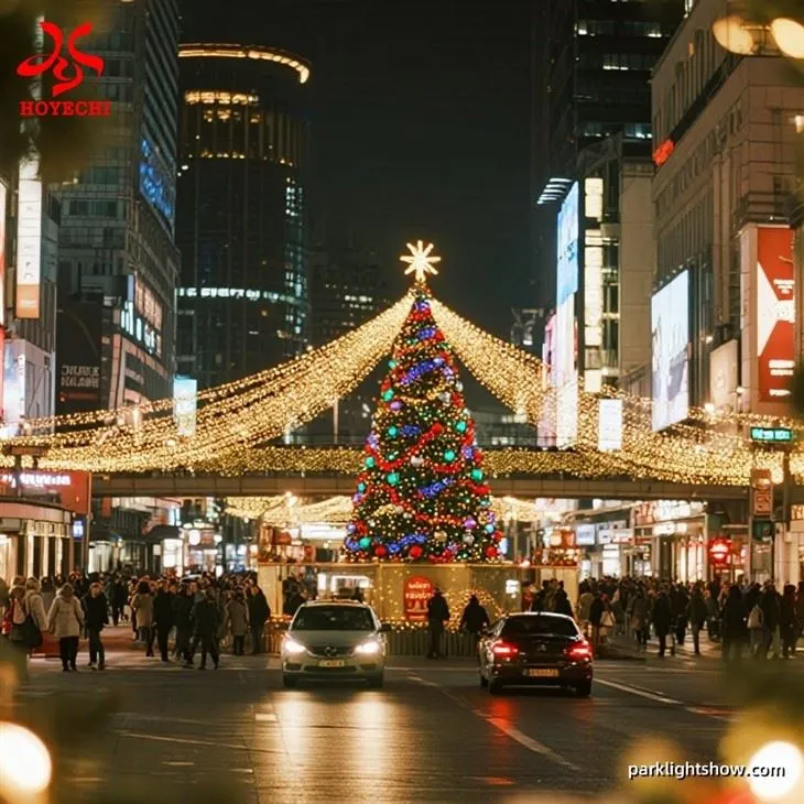 HOYECHI Giant Red LED Christmas Tree For City Center Decoration | Commercial Outdoor Holiday Lighting