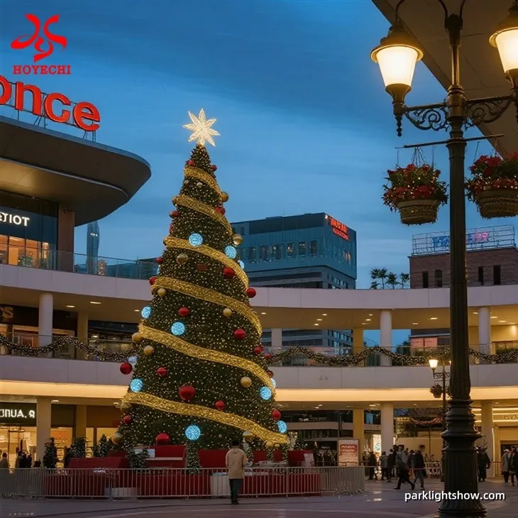 HOYECHI Giant Red LED Christmas Tree For City Center Decoration | Commercial Outdoor Holiday Lighting