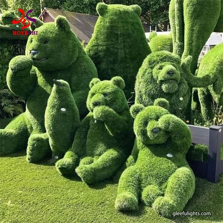 Innovative Garden Decor: The Perfect Blend Of Giant Bear And Artificial Plants